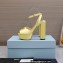Prada Heel 13cm platform 4cm High-heeled satin sandals Yellow 2022