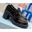 Prada Chocolate high-heeled brushed leather loafers Black 2022