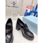 Prada Chocolate high-heeled brushed leather loafers Black 2022
