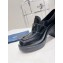 Prada Chocolate high-heeled brushed leather loafers Black 2022
