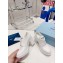 Prada high-heeled brushed leather lace-ups loafers White 2022