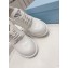 Prada high-heeled brushed leather lace-ups loafers White 2022