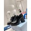 Prada high-heeled brushed leather lace-ups loafers Black 2022