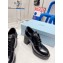 Prada high-heeled brushed leather lace-ups loafers Black 2022