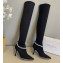 Jimmy Choo Heel 8.5cm Suede High Boots Black With Crystal Strap 2022