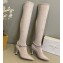 Jimmy Choo Heel 8.5cm Suede High Boots Light Gray With Crystal Strap 2022