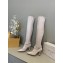 Jimmy Choo Heel 8.5cm Suede High Boots Light Gray With Crystal Strap 2022