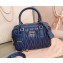 Miu Miu Matelassé nappa leather top-handle Medium bag 5BB124 Blue 2022