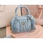 Miu Miu Matelassé nappa leather top-handle Small bag 5BB123 Light Blue 2022