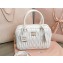Miu Miu Matelassé nappa leather top-handle Medium bag 5BB124 White 2022