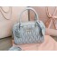 Miu Miu Matelassé nappa leather top-handle Medium bag 5BB124 Light Gray 2022