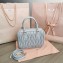 Miu Miu Matelassé nappa leather top-handle Medium bag 5BB124 Light Gray 2022