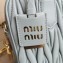Miu Miu Matelassé nappa leather top-handle Medium bag 5BB124 Light Gray 2022