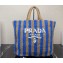 Prada Large raffia tote bag 1BG392 Blue/Beige 2022