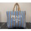 Prada Large raffia tote bag 1BG392 Sky Blue/Beige 2022