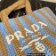 Prada Large raffia tote bag 1BG392 Sky Blue/Beige 2022