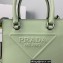 Prada embossed triangle logo Leather handbag 1BA333 Light Green 2022
