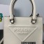 Prada embossed triangle logo Leather handbag 1BA333 White 2022