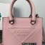Prada embossed triangle logo Leather handbag 1BA333 Pink 2022
