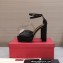 Valentino Heel 13cm platform 3.5cm ONE STUD open-toe Pumps in Satin Black 2022