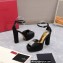 Valentino Heel 13cm platform 3.5cm ONE STUD open-toe Pumps in Satin Black 2022