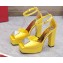 Valentino Heel 13cm platform 3.5cm ONE STUD open-toe Pumps in Satin Yellow 2022