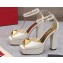 Valentino Heel 13cm platform 3.5cm ONE STUD open-toe Pumps in patent leather White 2022