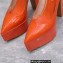 Valentino Heel 15.5cm platform 5.5cm Tan-Go Pointy Pumps in patent leather Orange 2022