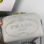 Prada Perforated logo Leather shoulder bag 1BH187 Gray 2022