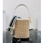 Prada Wicker and canvas bucket bag 1BE062 White 2022