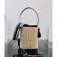 Prada Wicker and canvas bucket bag 1BE062 Black 2022