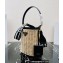 Prada Wicker and canvas bucket bag 1BE062 Black 2022