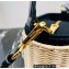 Prada Wicker and canvas bucket bag 1BE062 Black 2022