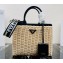 Prada Wicker and canvas tote bag 1BG835 Black 2022