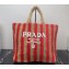 Prada Large raffia tote bag 1BG392 Red/Beige 2022
