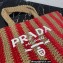 Prada Large raffia tote bag 1BG392 Red/Beige 2022