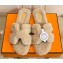 Hermes Woolskin with iconic "H" Oran Sandals Beige