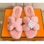 Hermes Woolskin with iconic "H" Oran Sandals Pink
