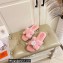 Hermes Woolskin with iconic "H" Oran Sandals Pink