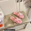 Hermes Woolskin with iconic "H" Oran Sandals Pink