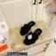 Hermes Woolskin with iconic "H" Oran Sandals Black