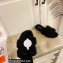 Hermes Woolskin with iconic "H" Oran Sandals Black