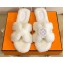 Hermes Woolskin with iconic "H" Oran Sandals White