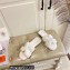 Hermes Woolskin with iconic "H" Oran Sandals White
