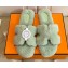 Hermes Woolskin with iconic "H" Oran Sandals Light Green