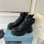 Prada Monolith leather and nylon fabric lace-up Ankle boots with Removable pouch 1T255M Black