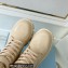 Prada Monolith leather and nylon fabric lace-up Ankle boots with Removable pouch 1T255M Beige