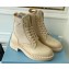 Prada Brushed leather and Re-Nylon lace-up Ankle boots 1T782M Beige