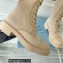 Prada Brushed leather and Re-Nylon lace-up High boots 1W906M Beige
