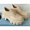 Prada Brushed leather Monolith lace-up loafers 1E708L Beige
